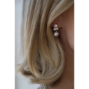 Golden Pearl Drop Earrings – Bridal Crystal Earrings Gift Box